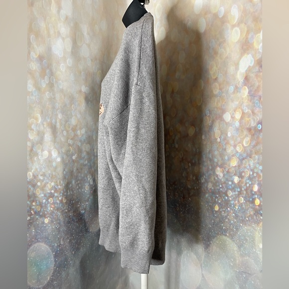 Orange Kiss Essentials Gray Teddy Bear  Sweater 2X - Picture 2 of 4